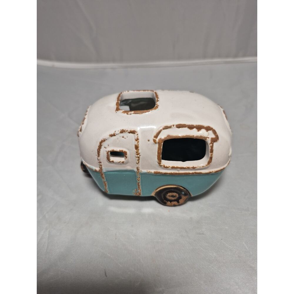 💥 Ceramic Camper-shaped Night Light Blue Battery Operated B6